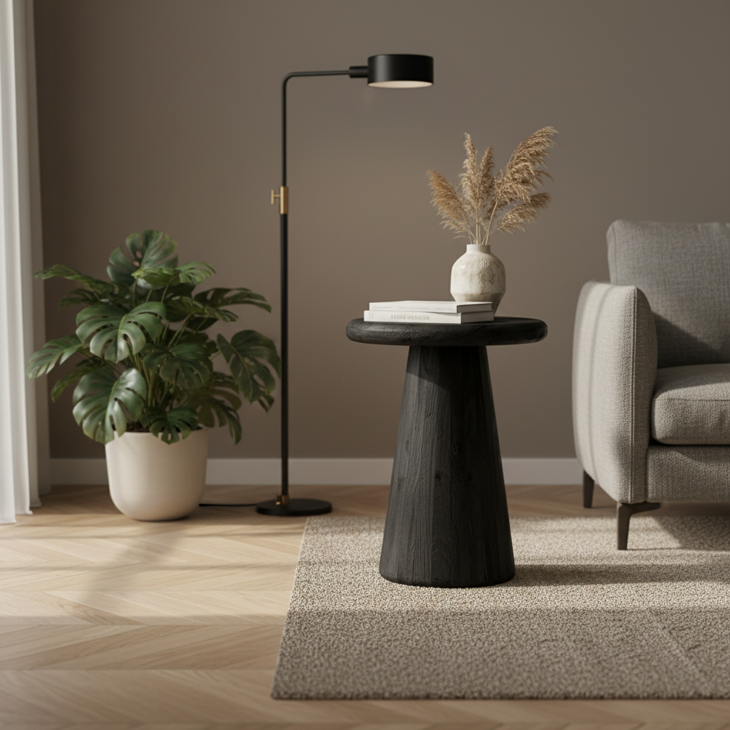 Asti Bijzettafel | Rond Zwart