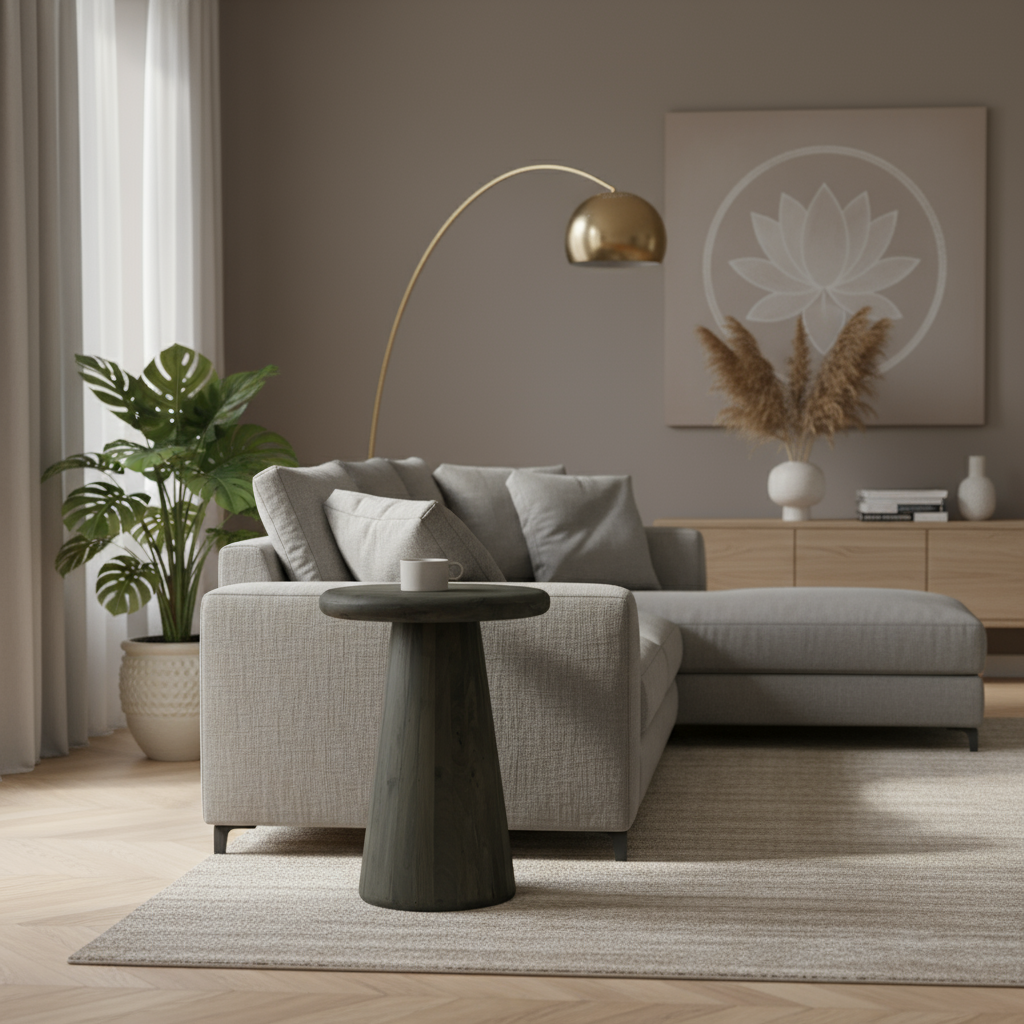 Asti Bijzettafel | Rond Olijfbruin