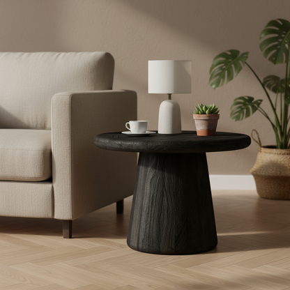 Asti Bijzettafel | Rond Zwart