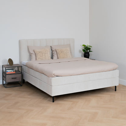 Bed Ella | Stof Beige | Inclusief Matras & Topper