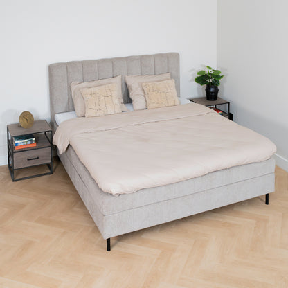 Bed Ella | Stof Taupe | Inclusief Matras & Topper