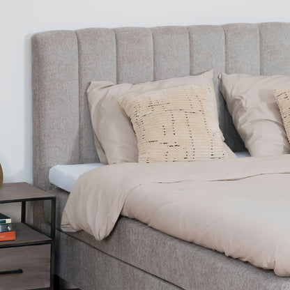 Bed Ella | Stof Taupe | Inclusief Matras & Topper