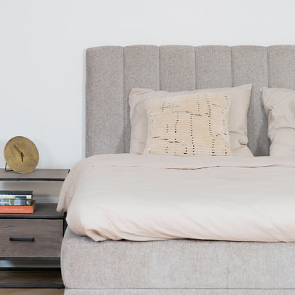 Bed Ella | Stof Taupe | Inclusief Matras & Topper