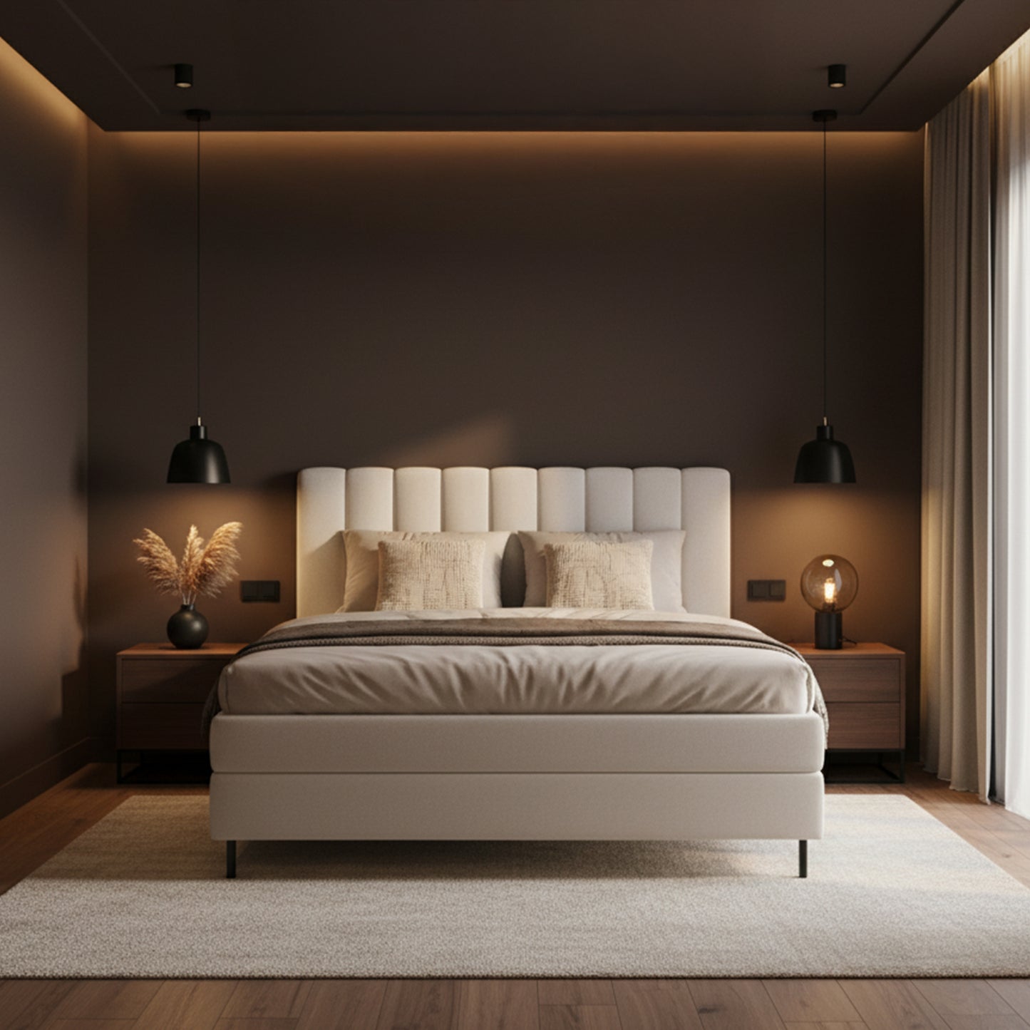 Bed Ella | Stof Beige | Inclusief Matras & Topper