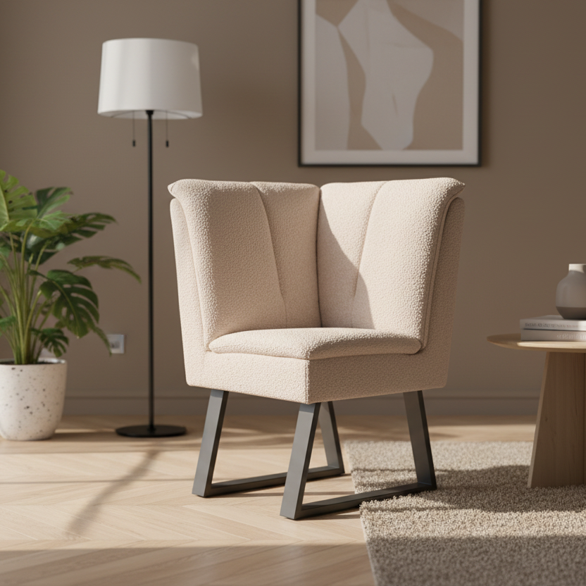 Eetkamerbank Modula | Naturel Bouclé | Hoekstuk