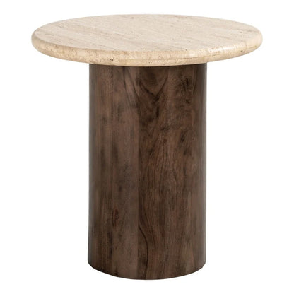 Bijzettafel Douglas | Mangohout en Travertin
