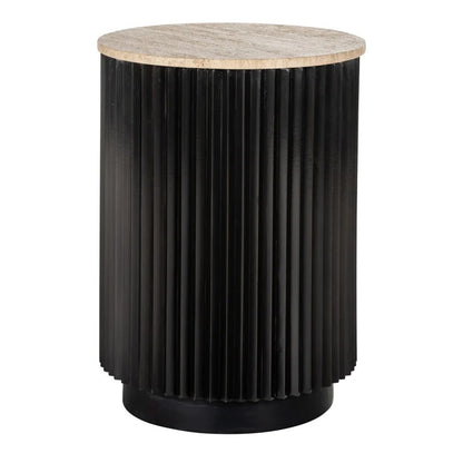 Bijzettafel Hampton | 45,5Ø | Zwart Travertin