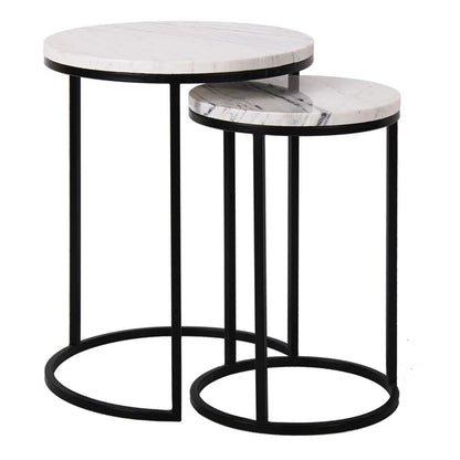 Bijzettafel Lexington | Set Van 2 | Wit marmer