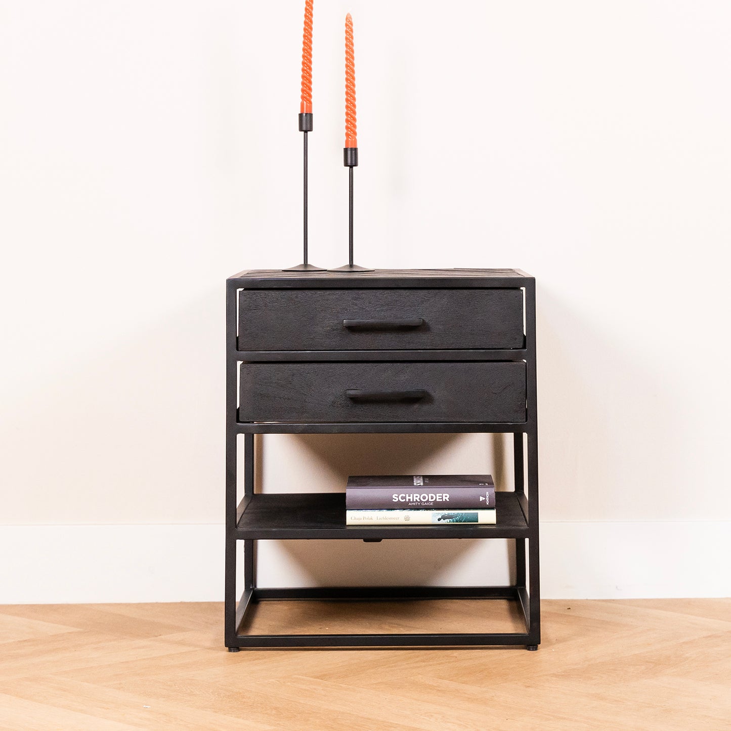 Bijzettafel/Nachtkastje Yara | Zwart Mangohout