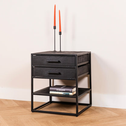 Bijzettafel/Nachtkastje Yara | Zwart Mangohout