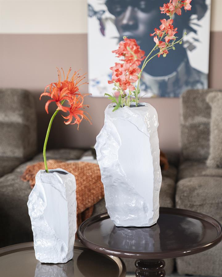 Vaas & Pot Pedra wit aluminium