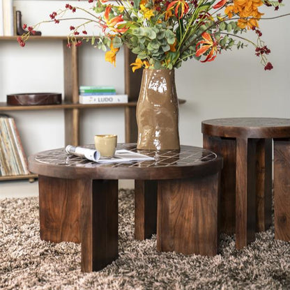 Bijzettafel Eliana | Bruin Mangohout & Keramiek