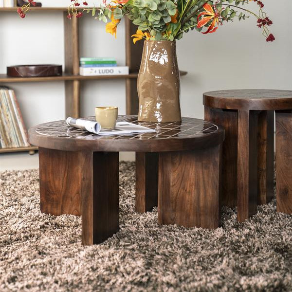 Salontafel Eliana | Bruin Mangohout & Keramiek