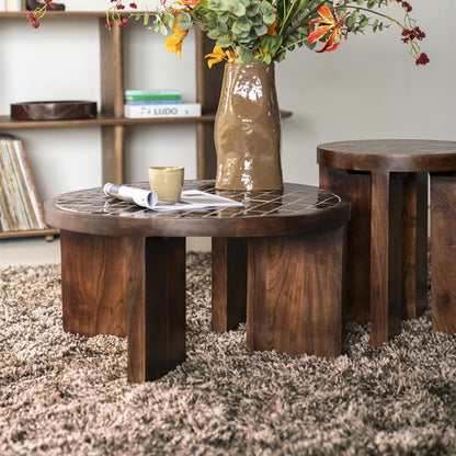 Salontafel Eliana | Bruin Mangohout & Keramiek