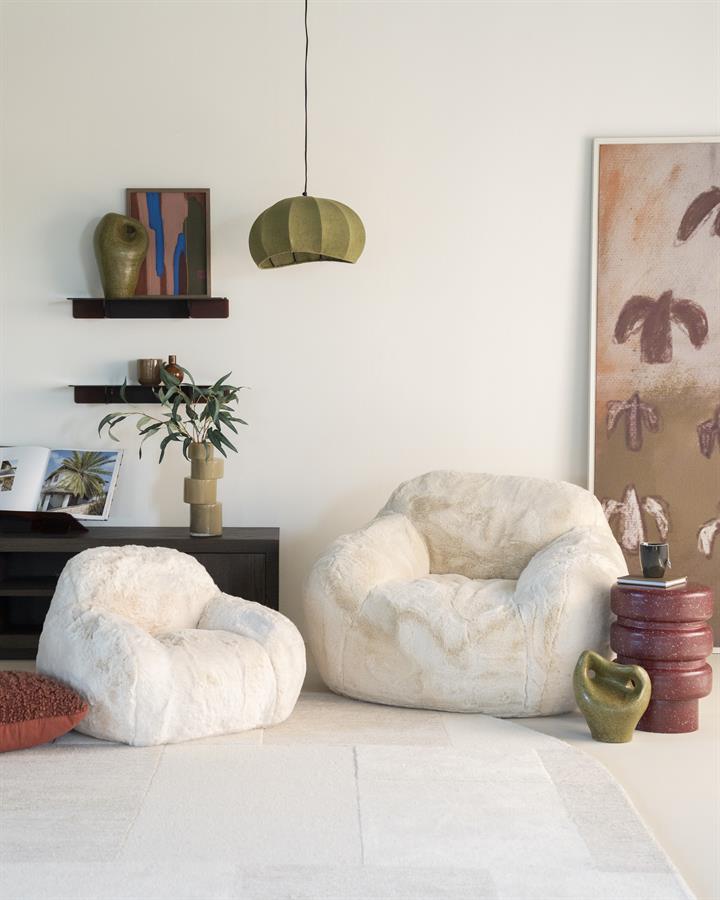 Kinder Fauteuil Little Hug | Beige Polyester — Vooraanzicht - sfeer