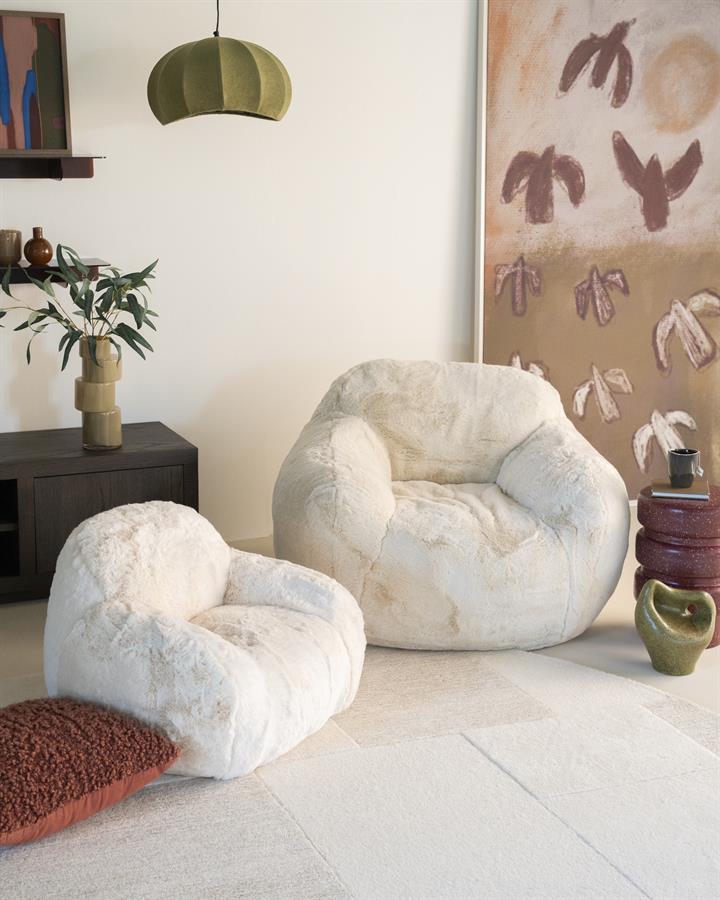 Kinder Fauteuil Little Hug | Beige Polyester — Zijaanzicht - sfeer