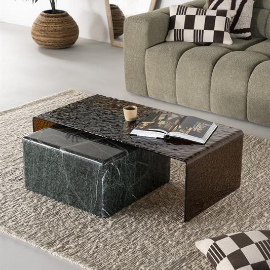 Salontafel Ripple | Bruin Glas