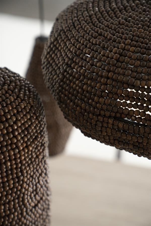 Hanglamp Shanga bruin ijzer 23 cm, detail van het materiaal