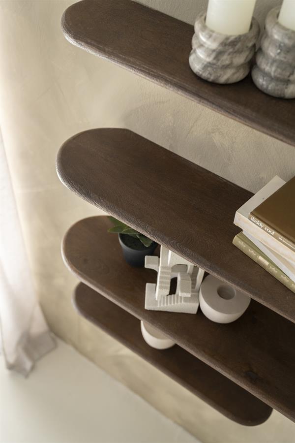 Wand decoratie Kiera bruin hout, detail van het materiaal
