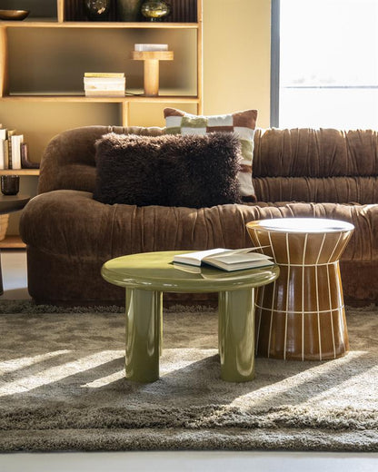 Salontafel Bloop groen mdf groot, vooraanzicht in een interieur