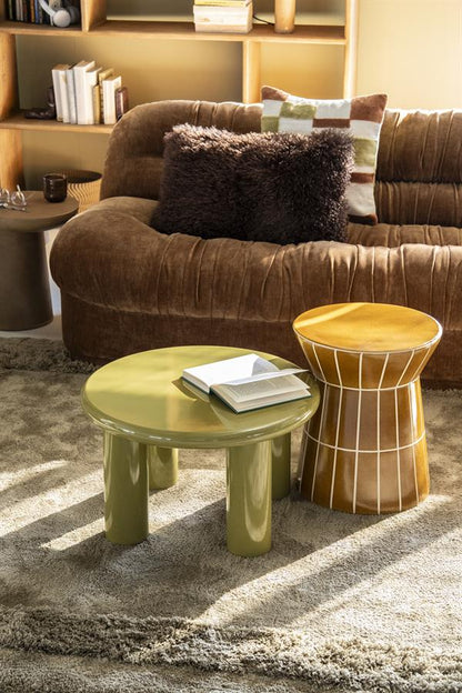 Salontafel Bloop groen mdf groot, schuin vooraanzicht in een interieur