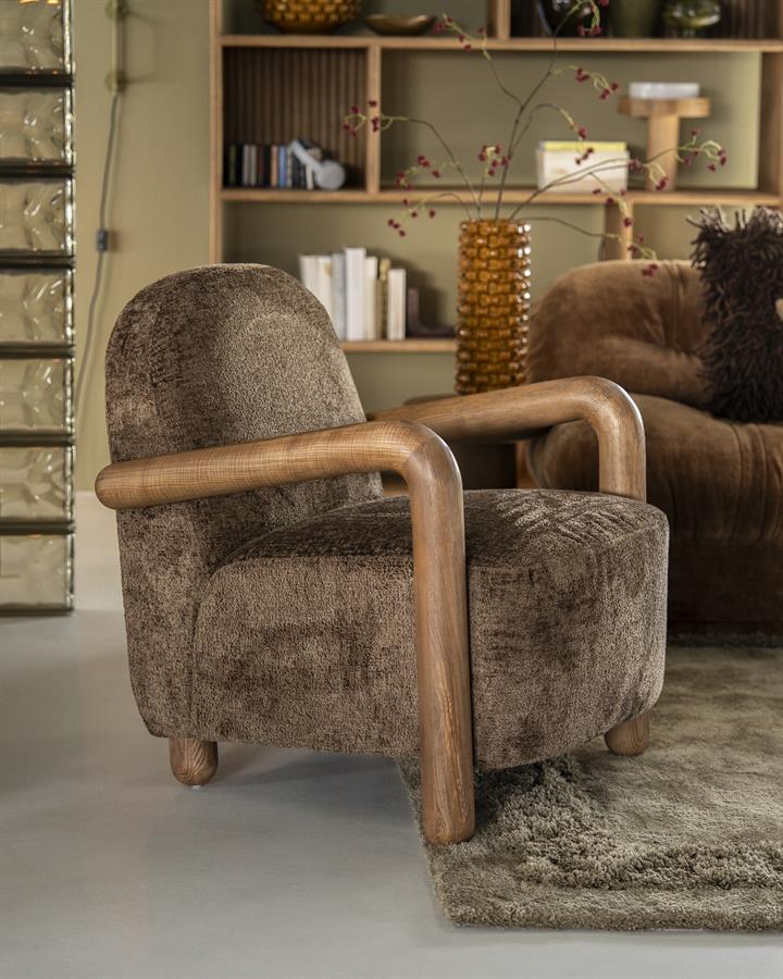 Fauteuil Retrova bruin stof