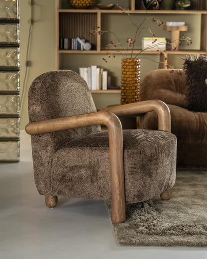 Fauteuil Retrova bruin stof