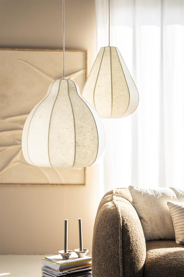 Hanglamp Oto 1 wit papier in een interieur