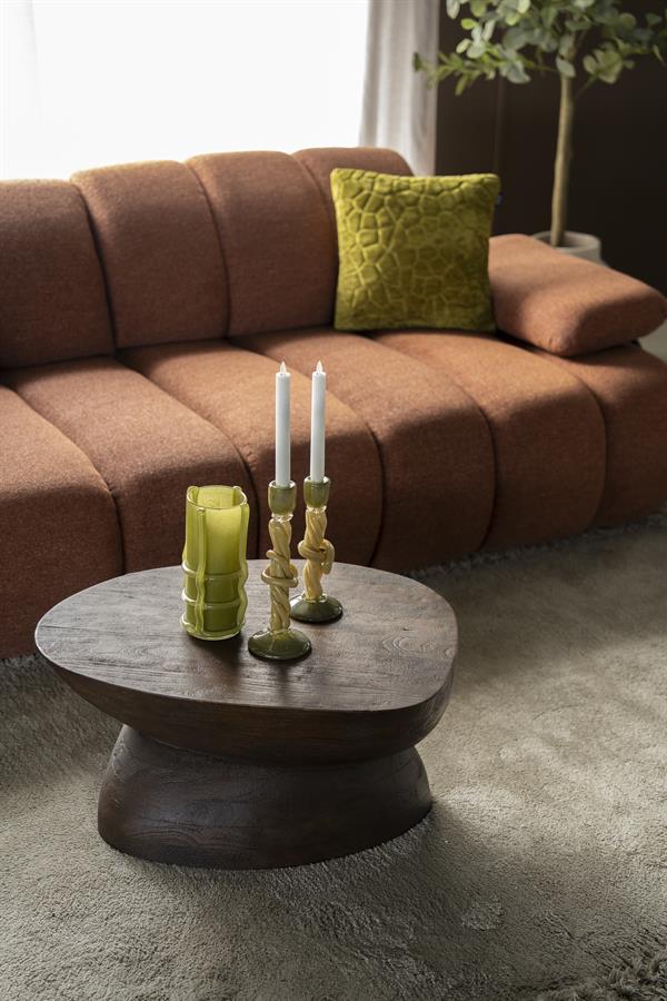 Salontafel Cobble | Bruin Mangohout — Vooraanzicht - sfeer