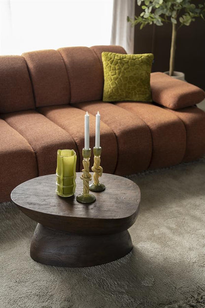 Salontafel Cobble | Bruin Mangohout — Vooraanzicht - sfeer