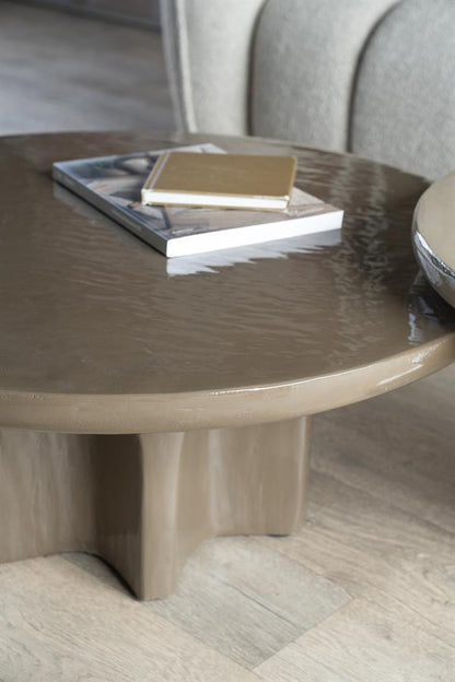 Salontafel Circolo bruin ijzer groot, detail van het materiaal