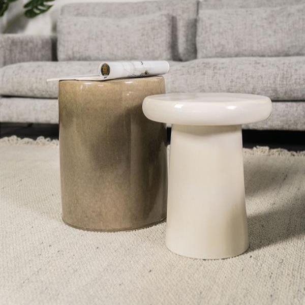 Bijzettafel Glaze | Beige Keramiek