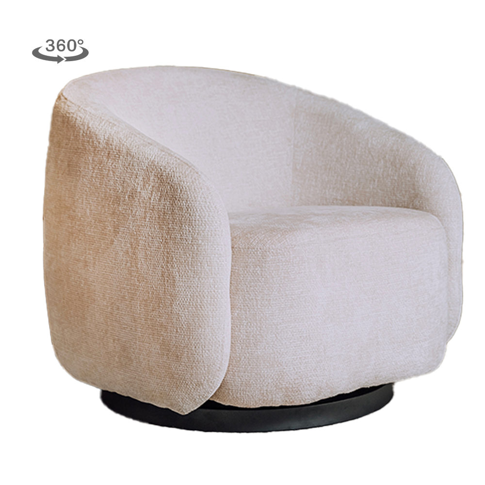 Fauteuil Castro wit stof, vooraanzicht op witte achtergrond