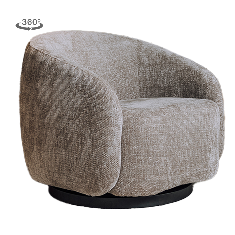 Fauteuil Castro beige stof, vooraanzicht op witte achtergrond