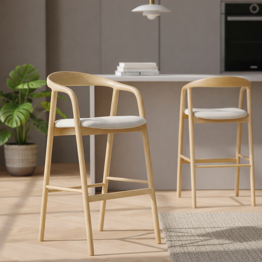 Barkruk Rayven | Naturel Essenhout | Hoog