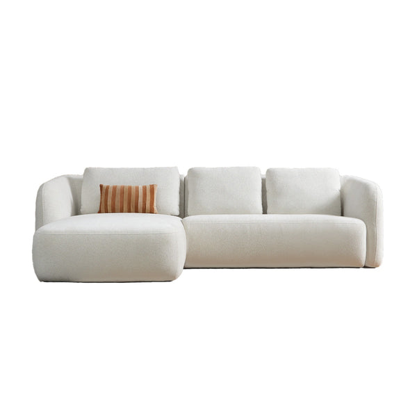 Hoekbank Cloud | Wit Stof | Chaise Longue — Vooraanzicht - witfoto