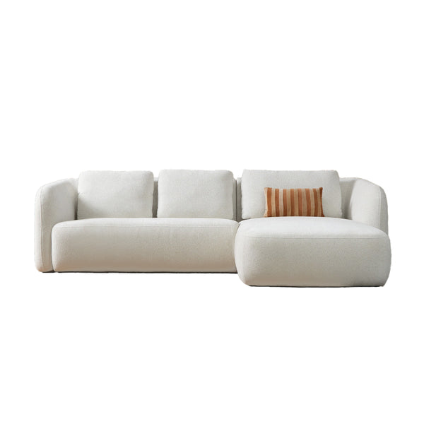 Hoekbank Cloud | Wit Stof | Chaise Longue — Vooraanzicht - witfoto
