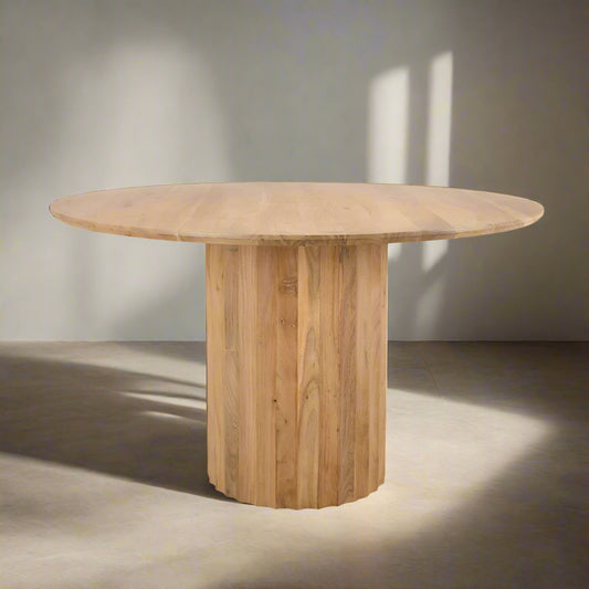 Crotone Eetkamertafel Rond | Naturel Acaciahout