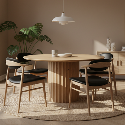 Crotone Eetkamertafel Rond | Naturel Acaciahout