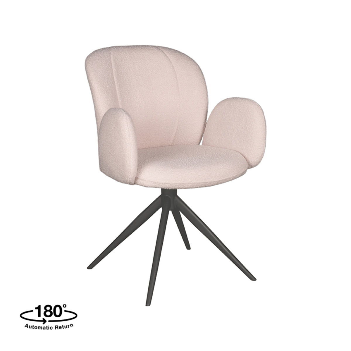 Eetkamerstoel Kimball | Naturel Bouclé | Zwart Onderstel