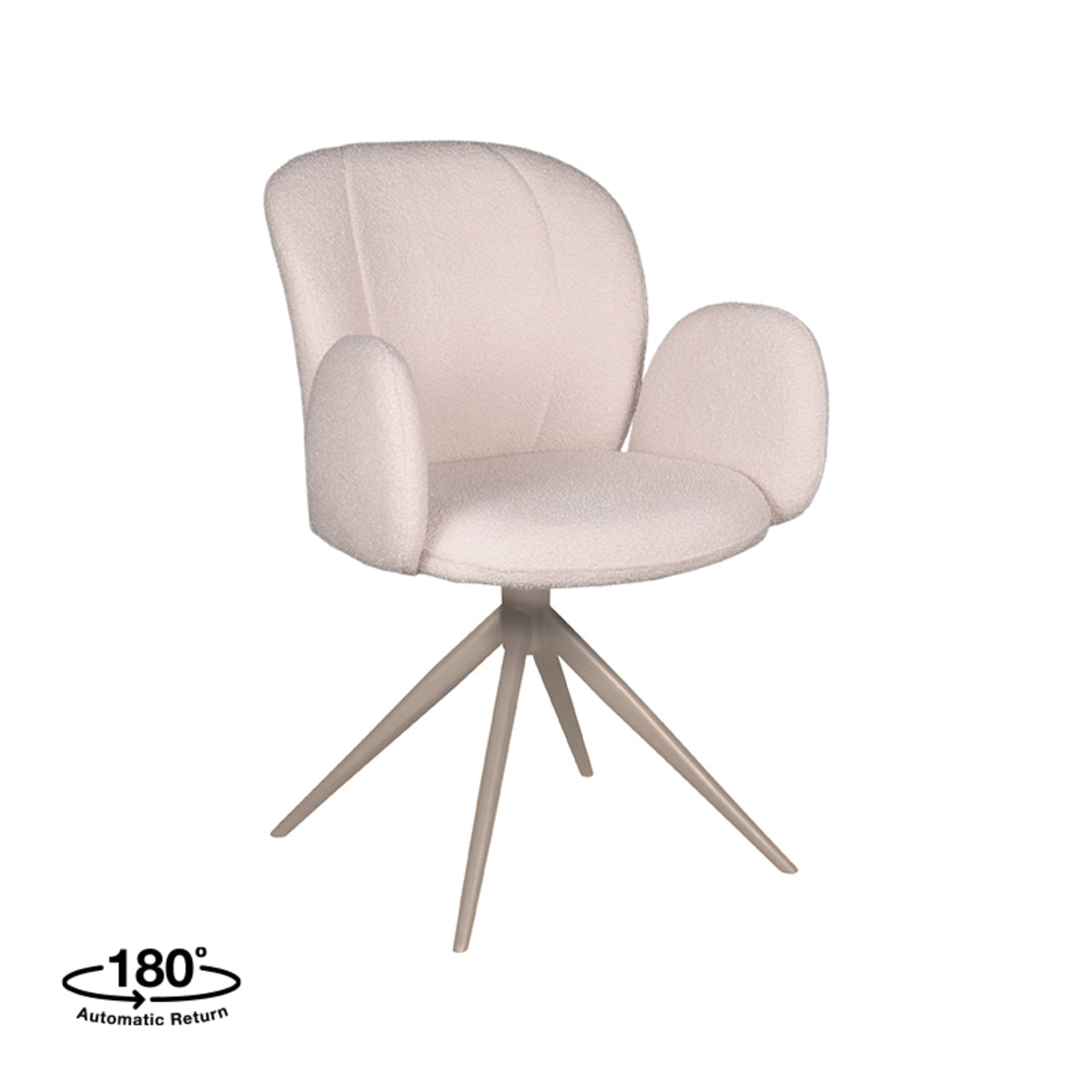 Eetkamerstoel Kimball | Naturel Bouclé | Taupe Onderstel