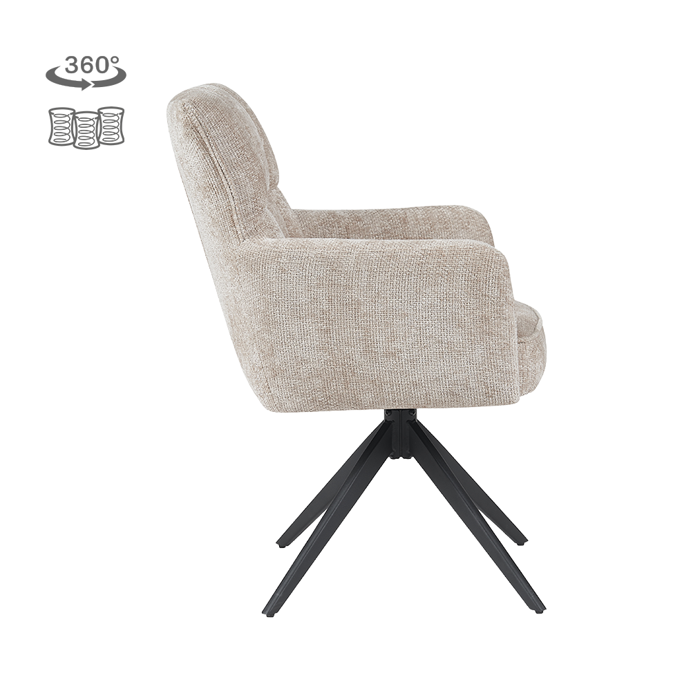 Eetkamerstoel Bardi | Beige Stof — Zijaanzicht - witfoto