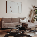 Hoekbank Derby | Bruin Ribcord | Longchair L+R