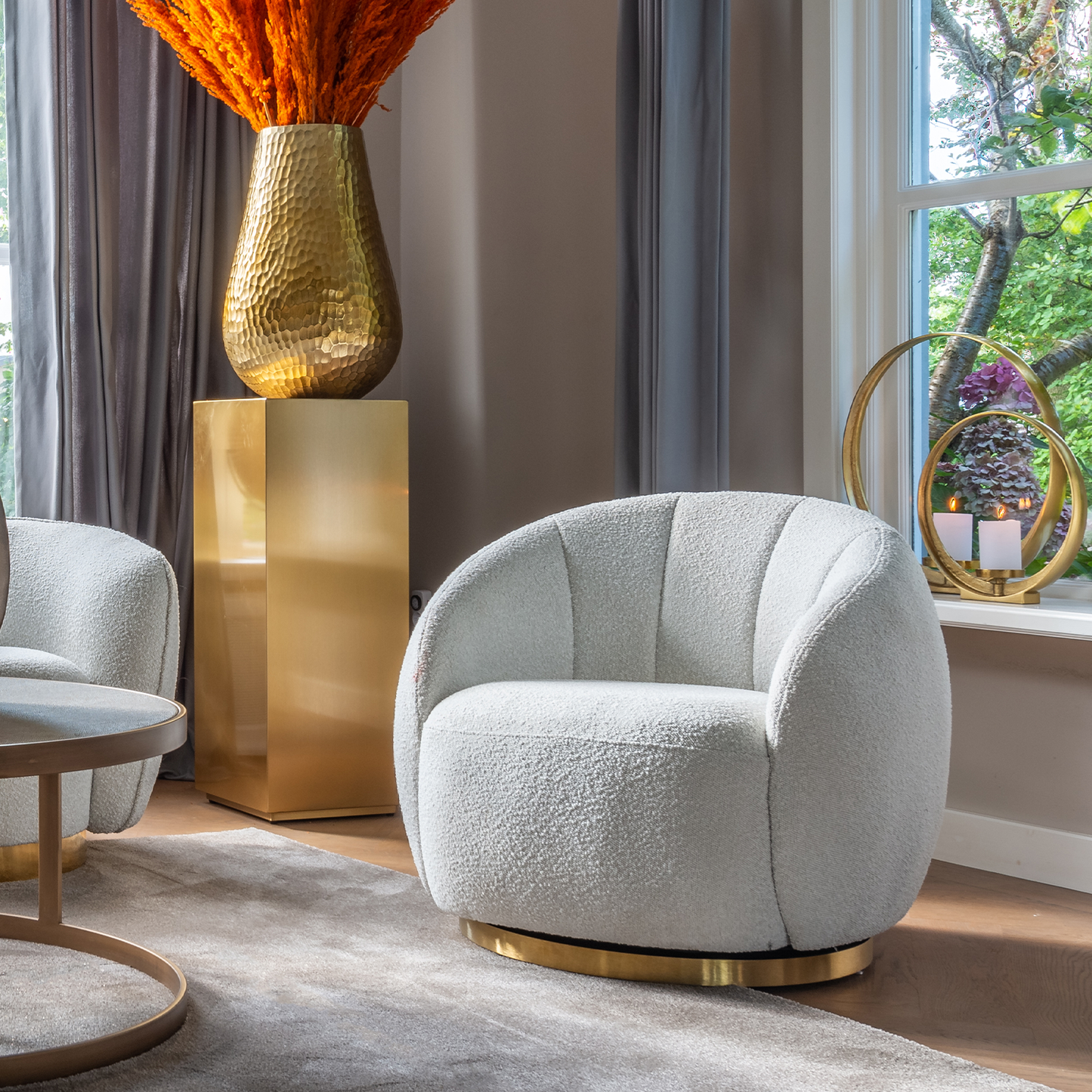 Draaifauteuil Jago | Wit Bouclé