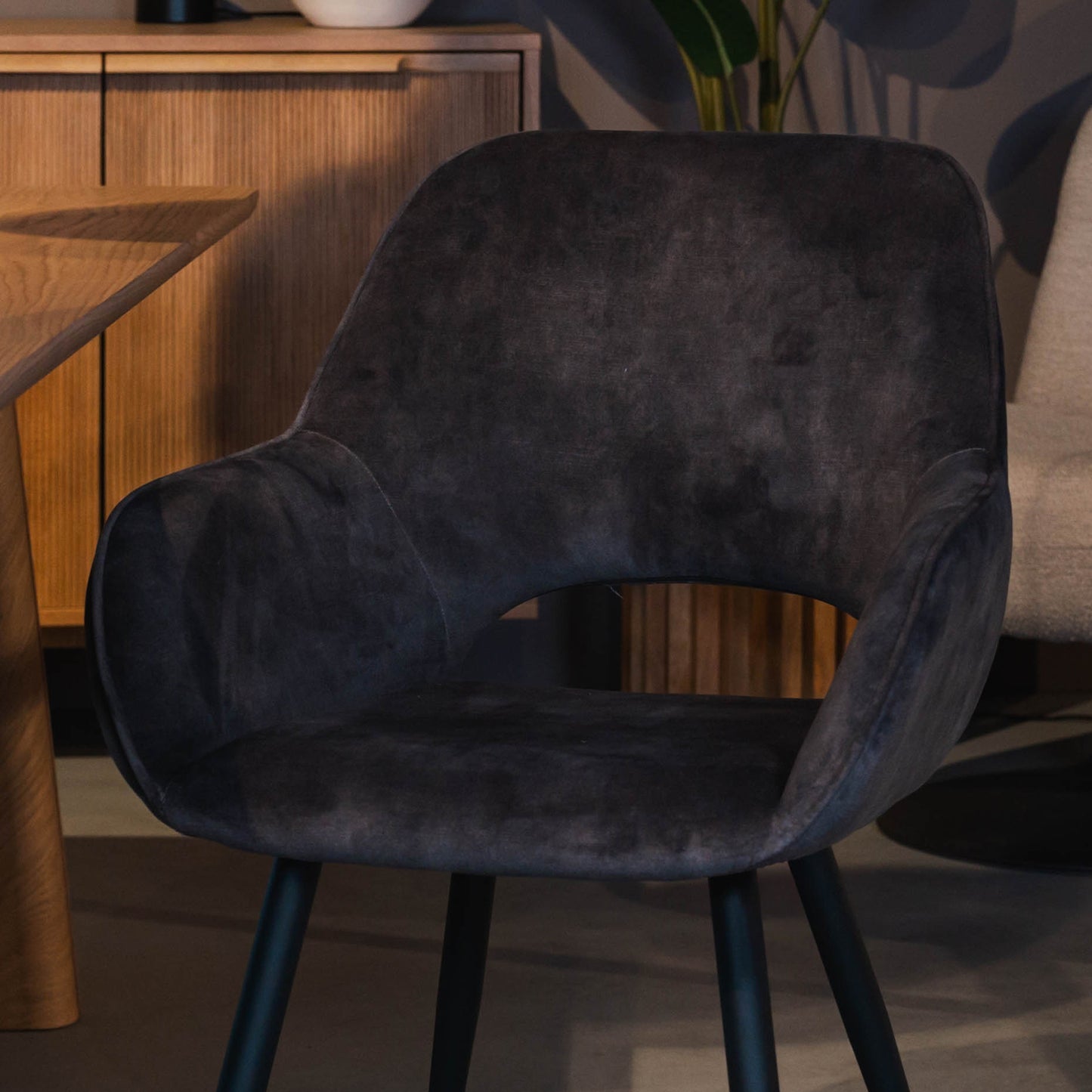 Eetkamerstoel Fer | Antraciet Velours