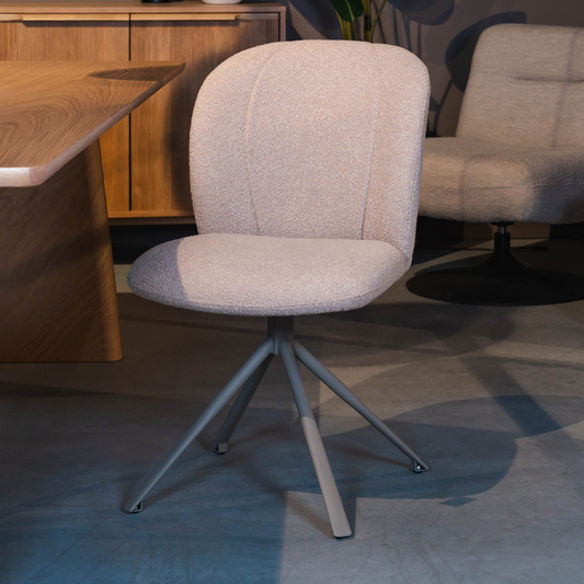 Eetkamerstoel Kimo | Naturel Bouclé | Taupe Onderstel