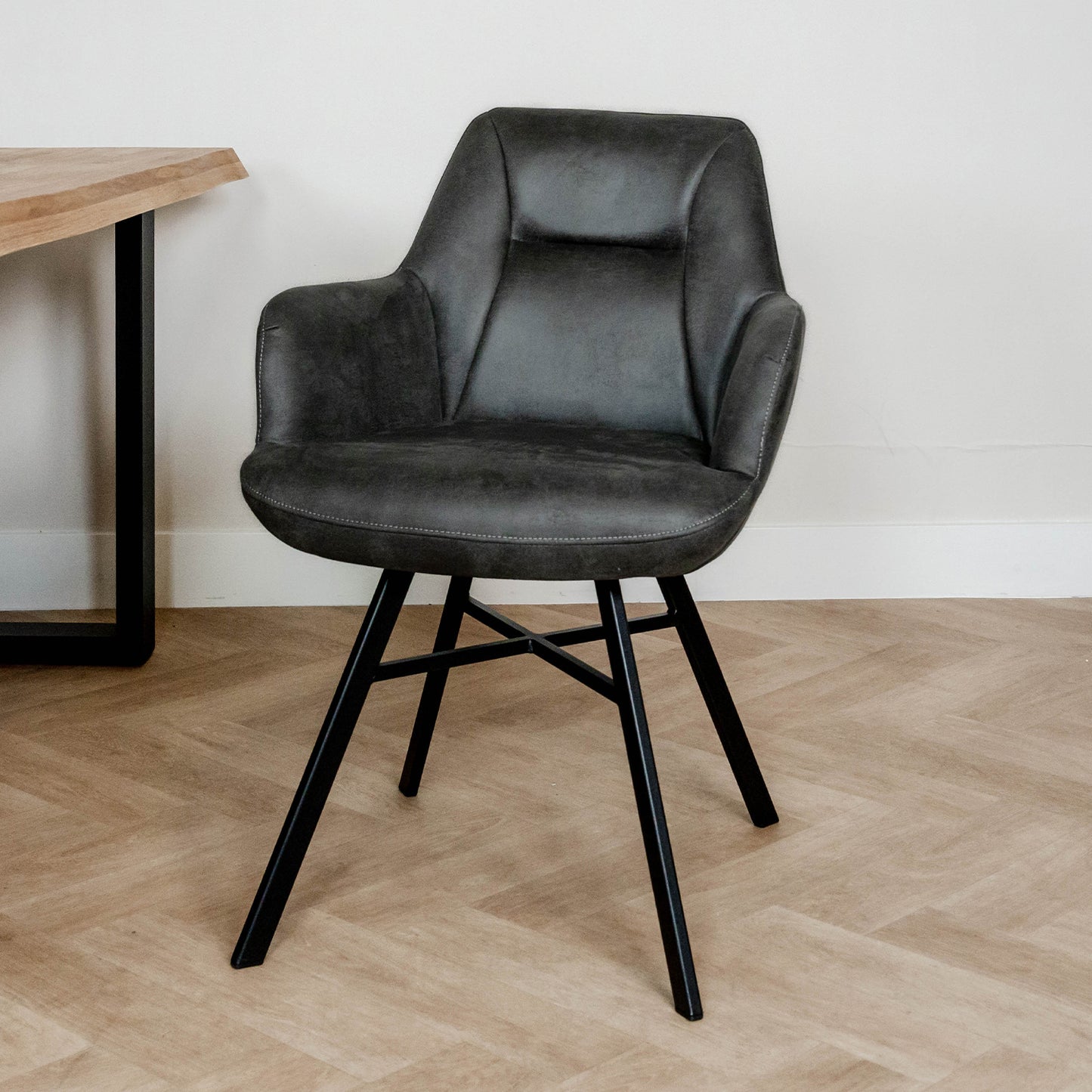Eetkamerstoel Nelson | Antraciet Microvezel