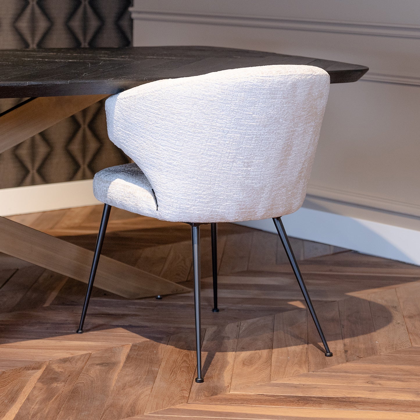 Eetkamerstoel Indigo | Wit Bouclé