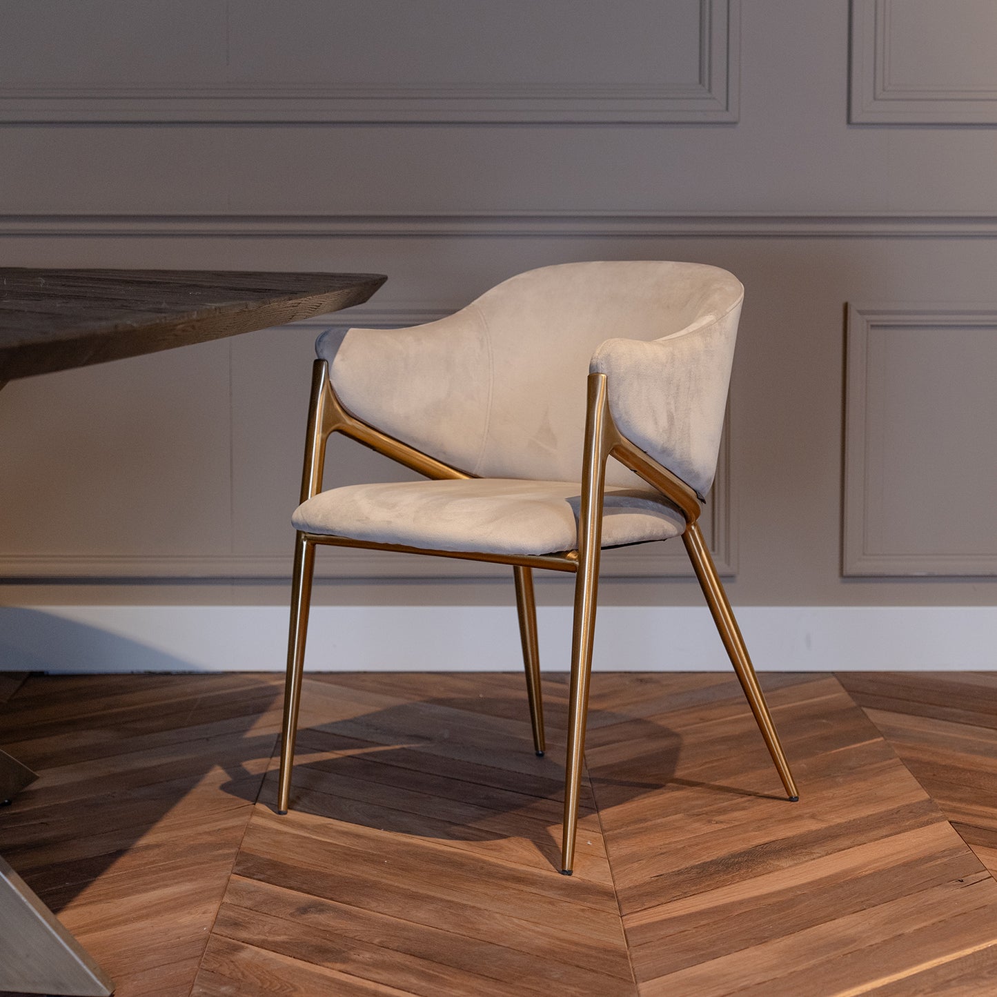 Eetkamerstoel Gwen | Khaki Velvet | Brandvertragend