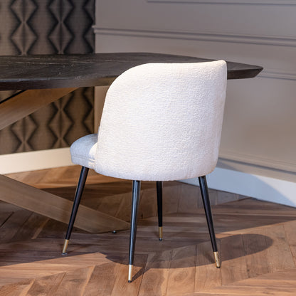 Eetkamerstoel Alicia | Wit Chenille | Brandvertragend